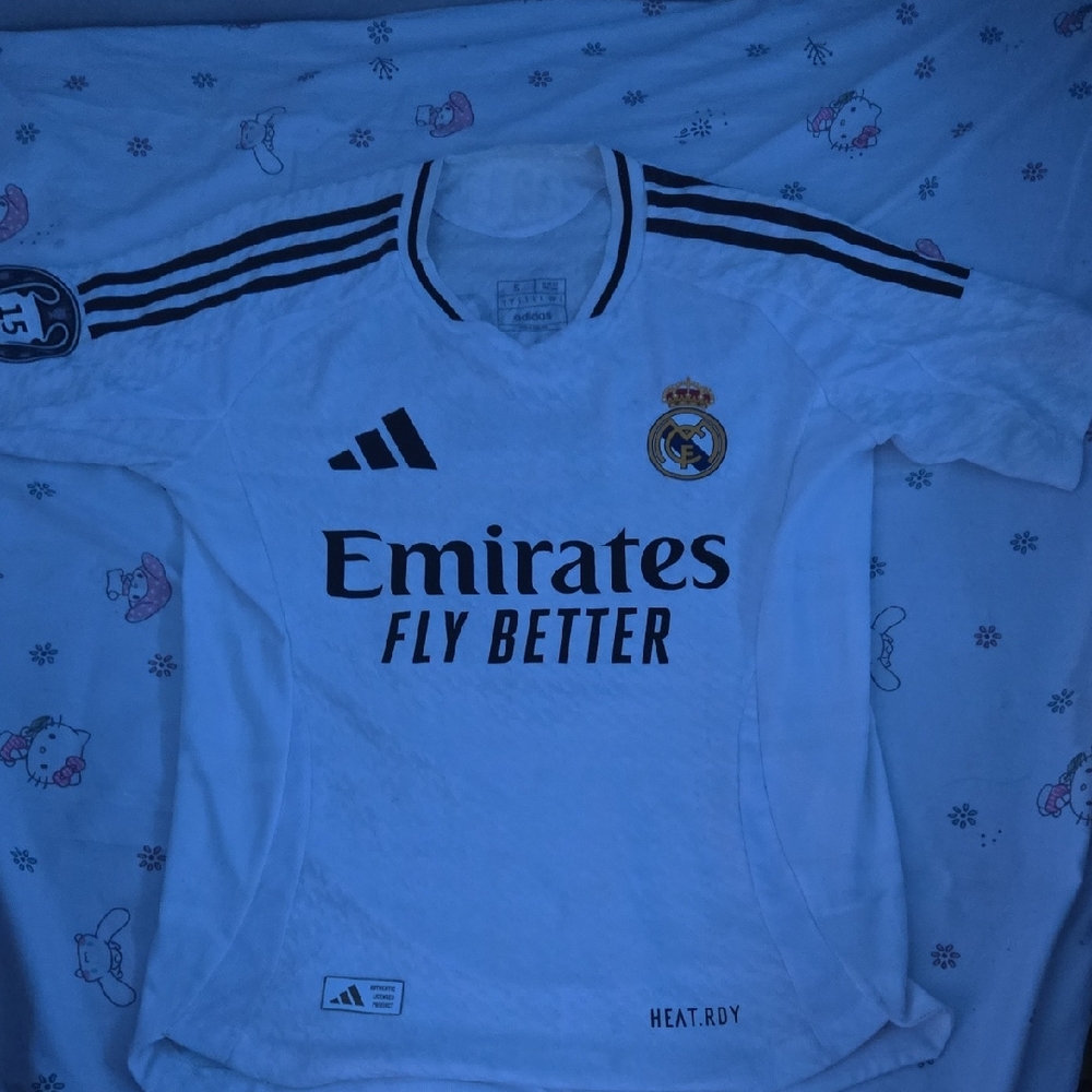 Real Madrid Kids' White Adidas Jersey - Emirates Fly Better
